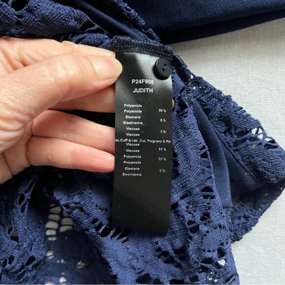 NWT Anne Fontaine Judith Short Sleeve Lace Button Up 3/4 Poplin Sleeve Blouse - Picture 9 of 10